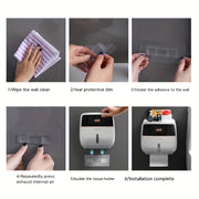 Wall-Mounted Tissue Box Holder Plastic Square Large Capacity No-Drill Installation Bathroom Decor