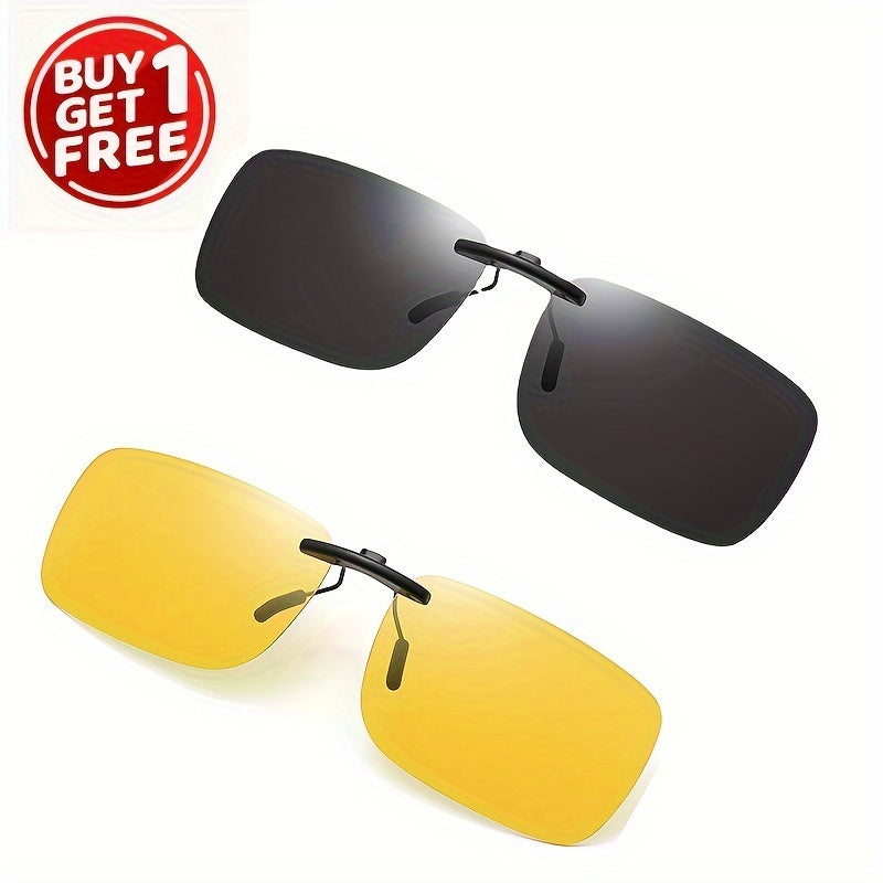 Two Pairs Clip-On Fit Over Glasses for Women and Men Outdoor Driving Eyewear Accessories