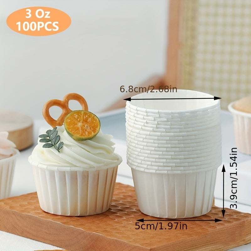 Pack of 100 White Paper Souffle Cups Small Disposable Portion Cups for Condiments and Desserts