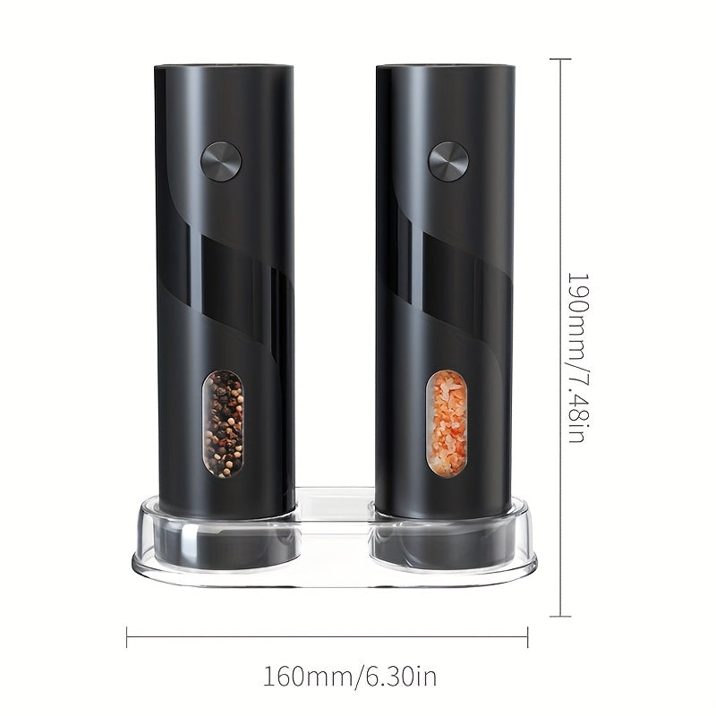 Electric spice grinder with large capacity includes pepper and sea salt mills