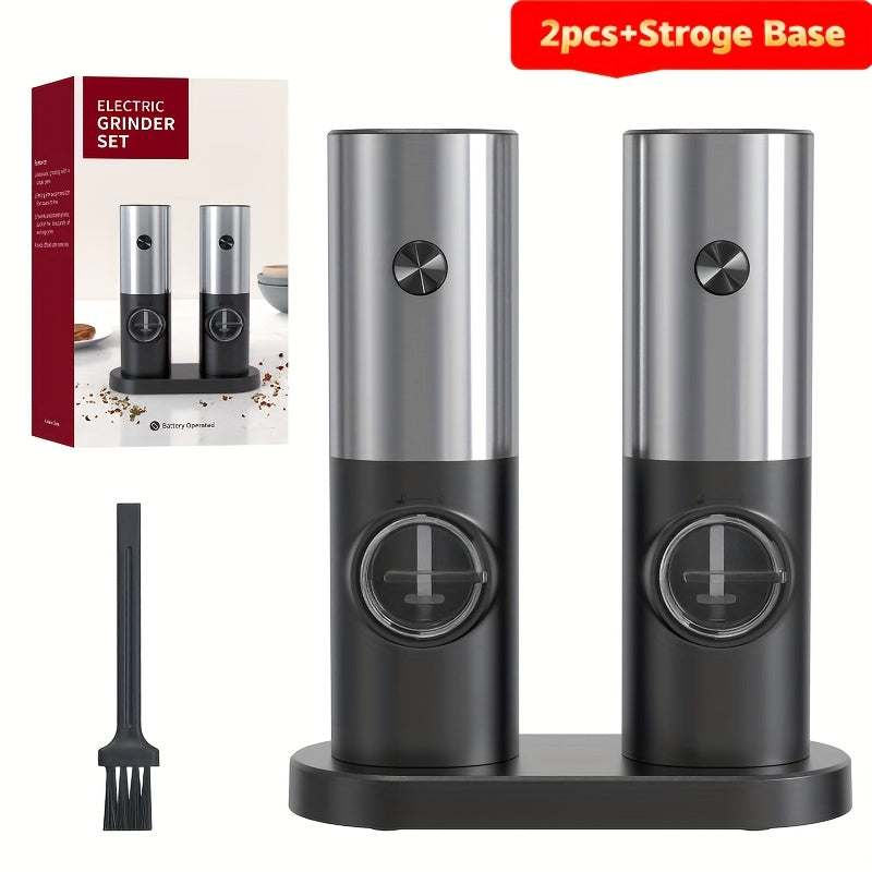 Electric Pepper and Sea Salt Grinder Set 1/2pcs Adjustable Coarseness Battery Operated