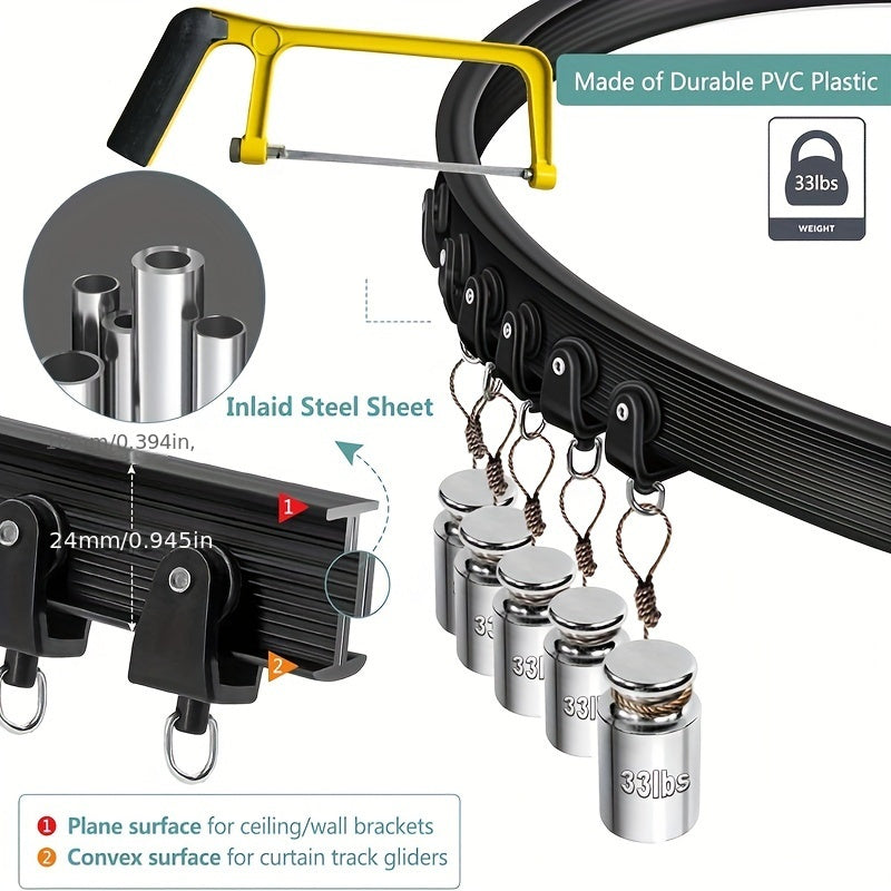 Flexible Bendable Ceiling Mounted Curtain Track System for RVs and Room Dividers