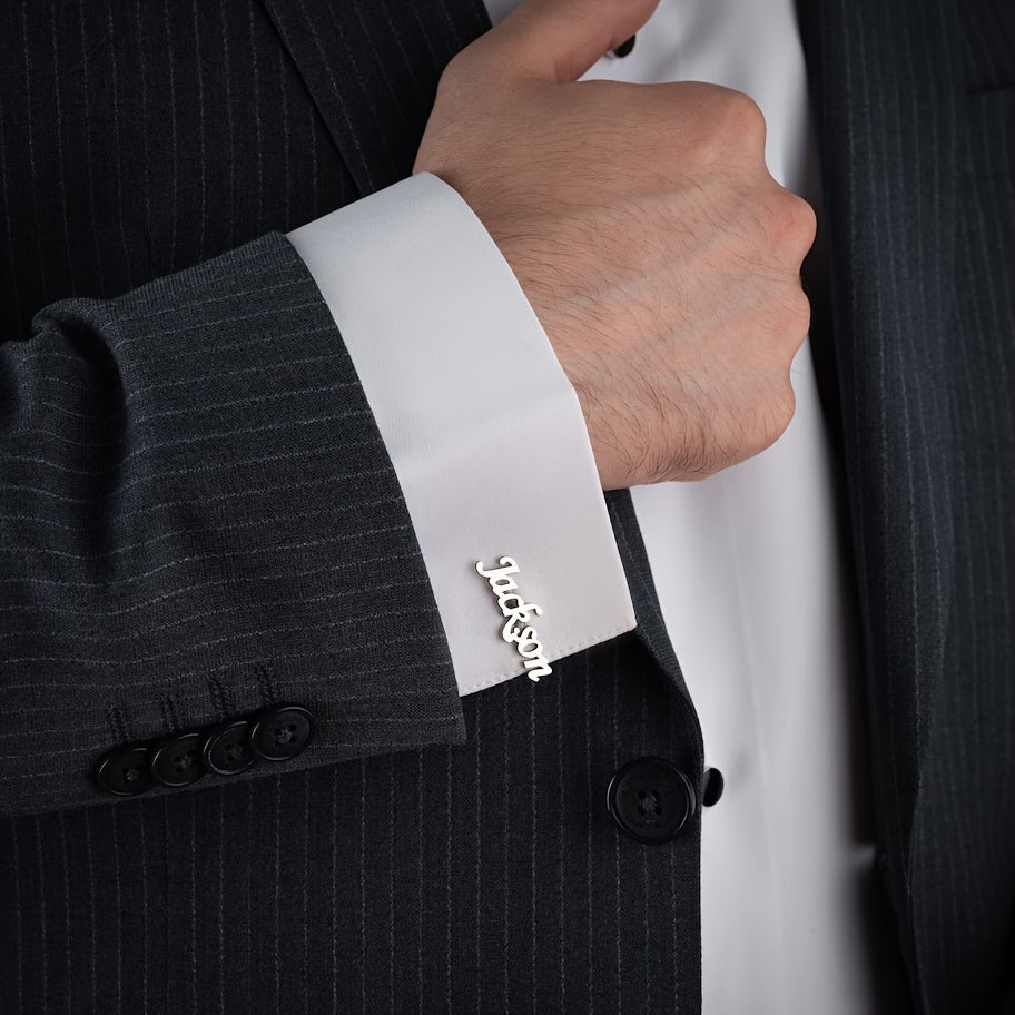 Gemelos personalizados con nombre para hombres y mujeres, accesorios de acero inoxidable para trajes de negocios, par