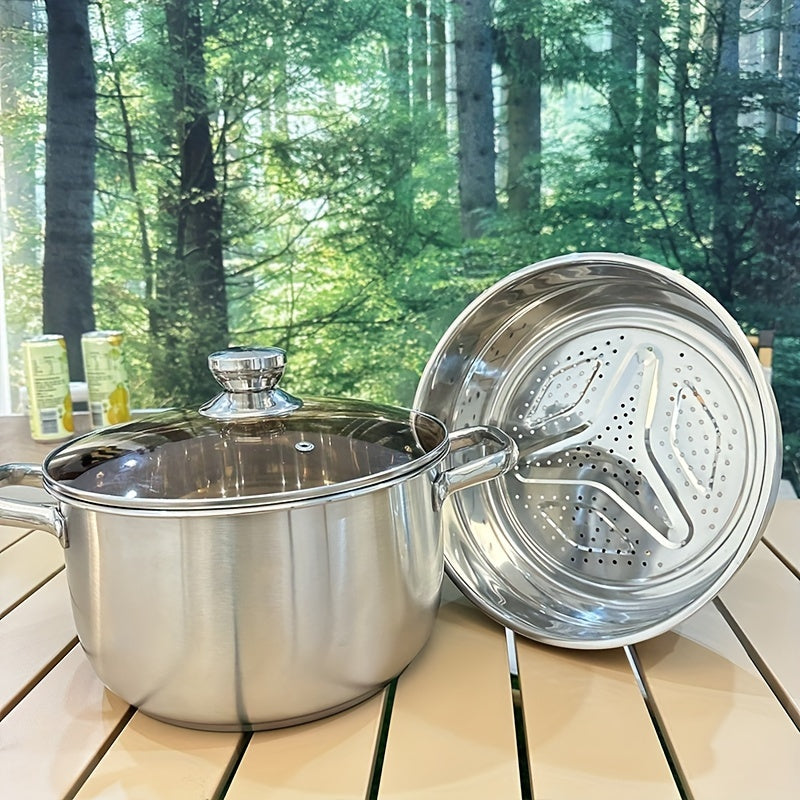 Juego de ollas de vapor de acero inoxidable con tapa 1.8kg multiusos para verduras, dumplings, sopas