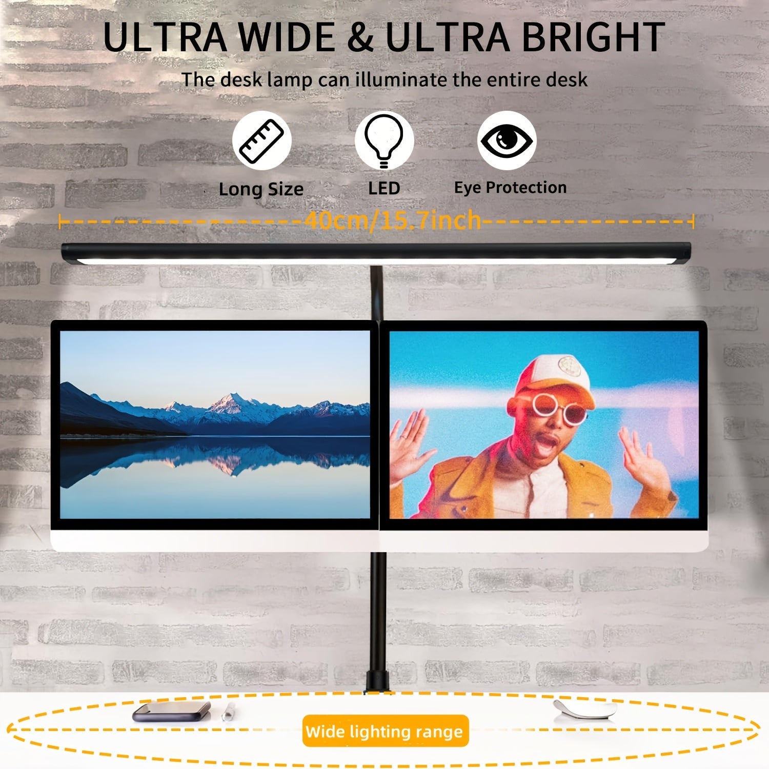 Qora LED ish stoli lampasi bilan qisqich, sozlanadigan yoritish va USB quvvatlantirish