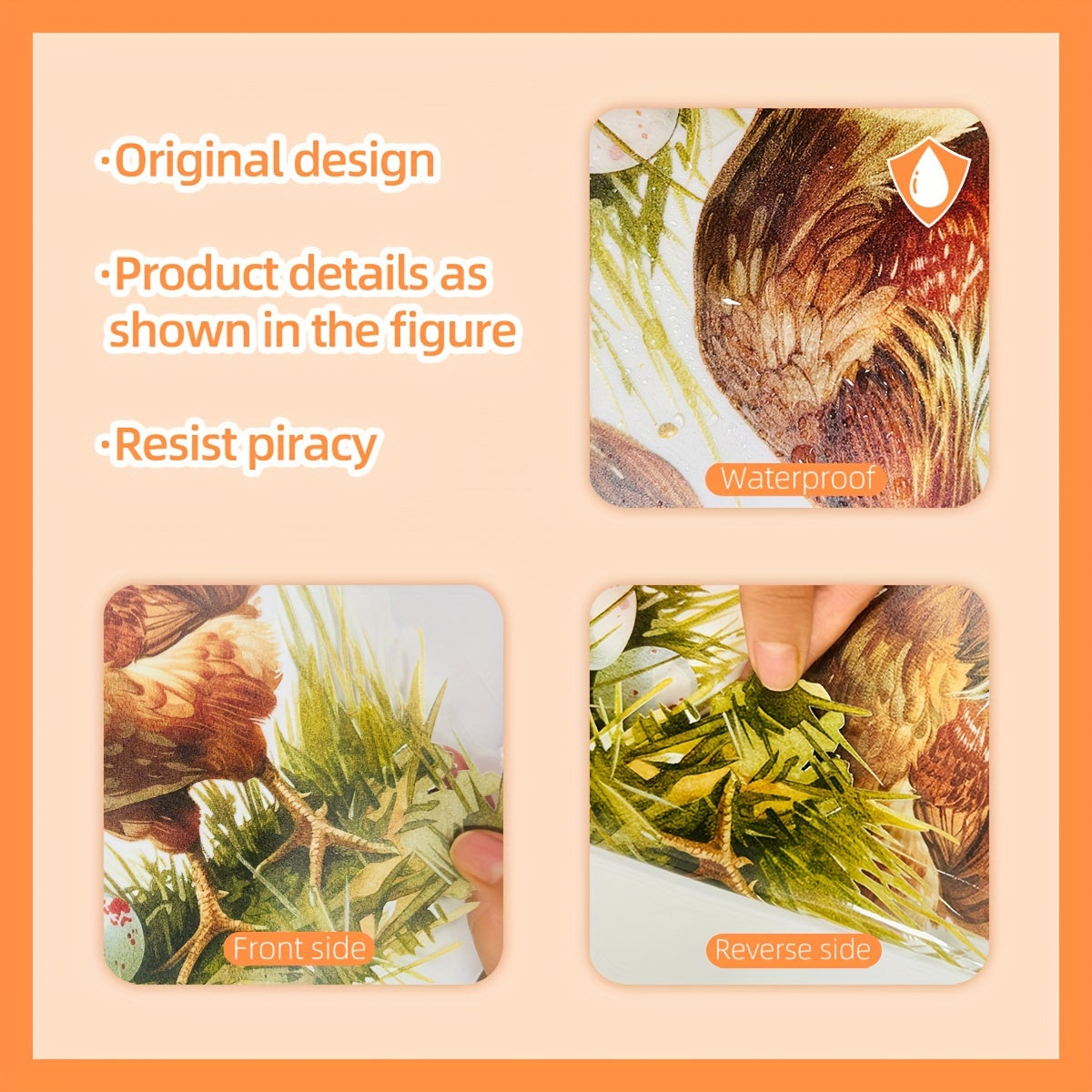 Chicken and Eggs Window Stickers Farmhouse Decor Reusable Vinyl Decals