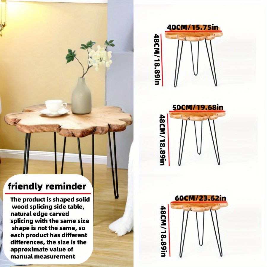 Cedar Wood Side Table Natural Edge Vintage Tripod Accent for Living Room Kitchen Patio