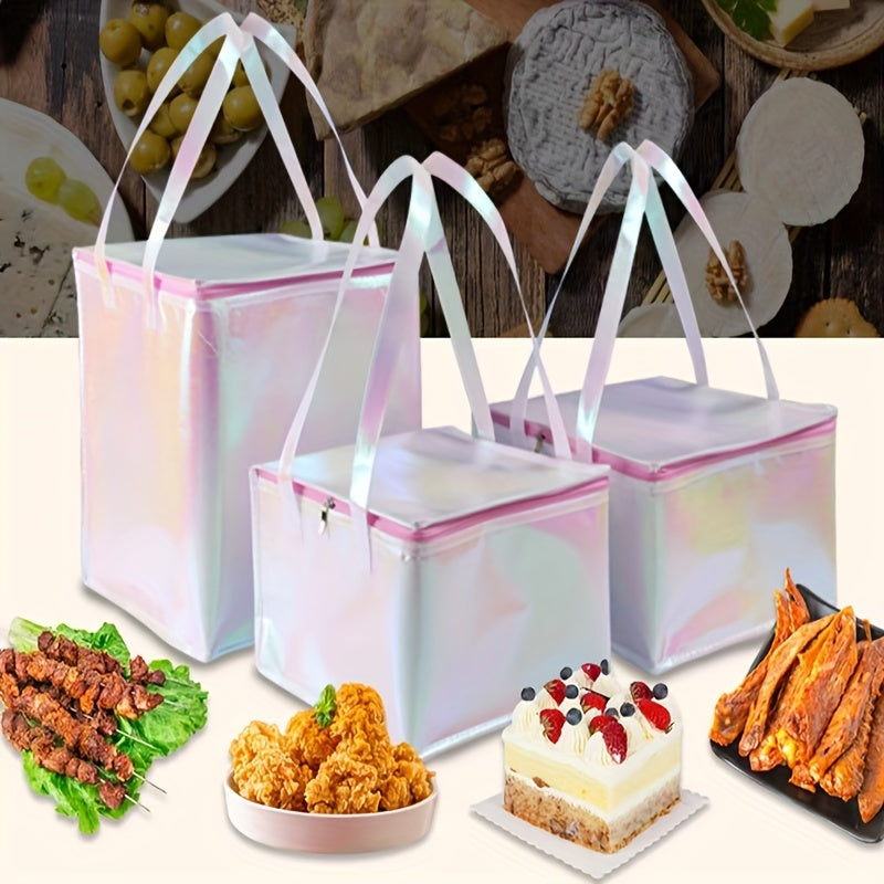 Reusable Insulated Food Delivery Tote Square Metal Foil Food Carrier for Outdoor Dining and Takeout