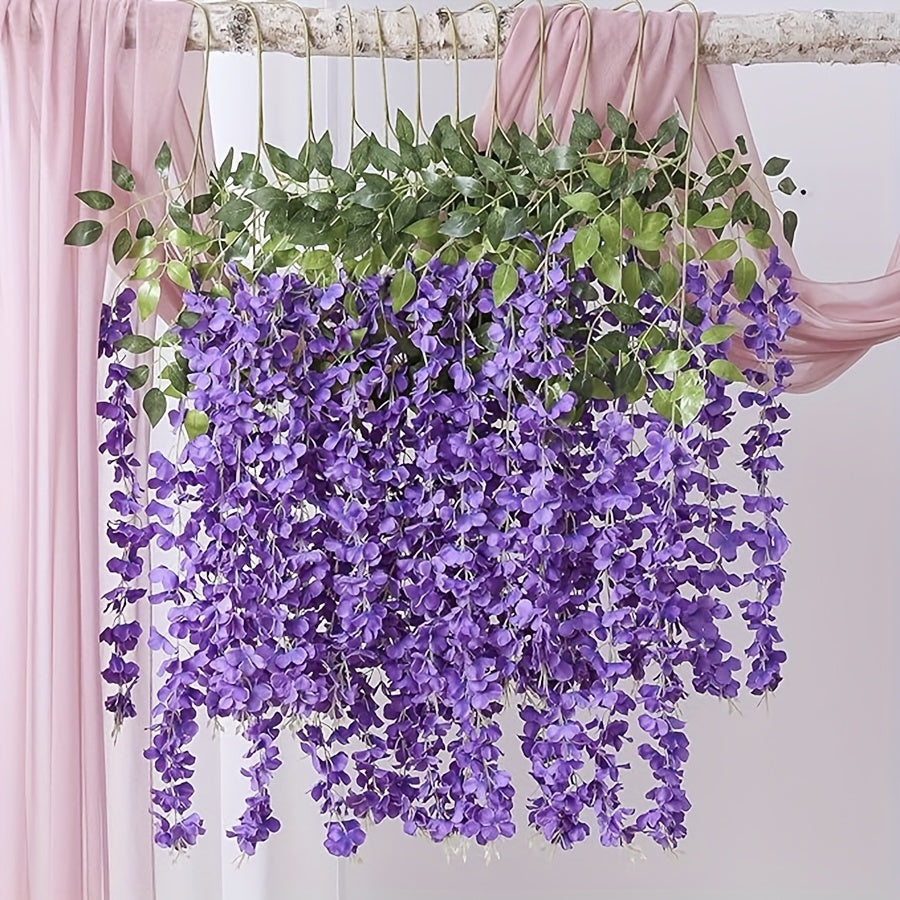 12-Piece Wisteria Artificial Flower Garland for Wedding Party Garden Outdoor Decoration