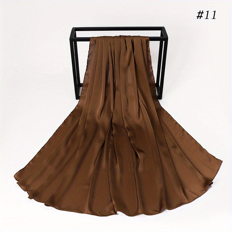 Wrinkled Satin Muslim Hijab Natural Fiber Lightweight Black