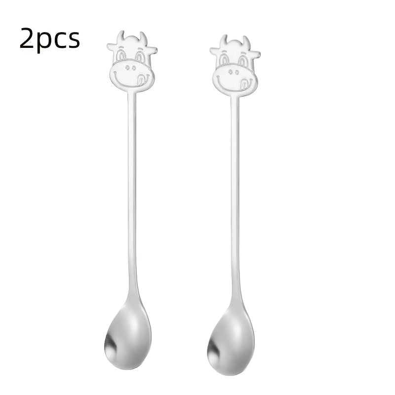 Set of 6 Stainless Steel Long-Handled Spoons for Coffee, Iced Tea, Ice Cream