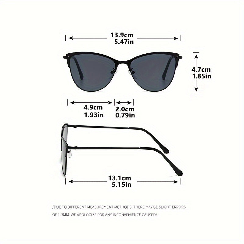 Round Cat Eye Glasses for Men and Women Metal Frame Decorative Eyeglasses