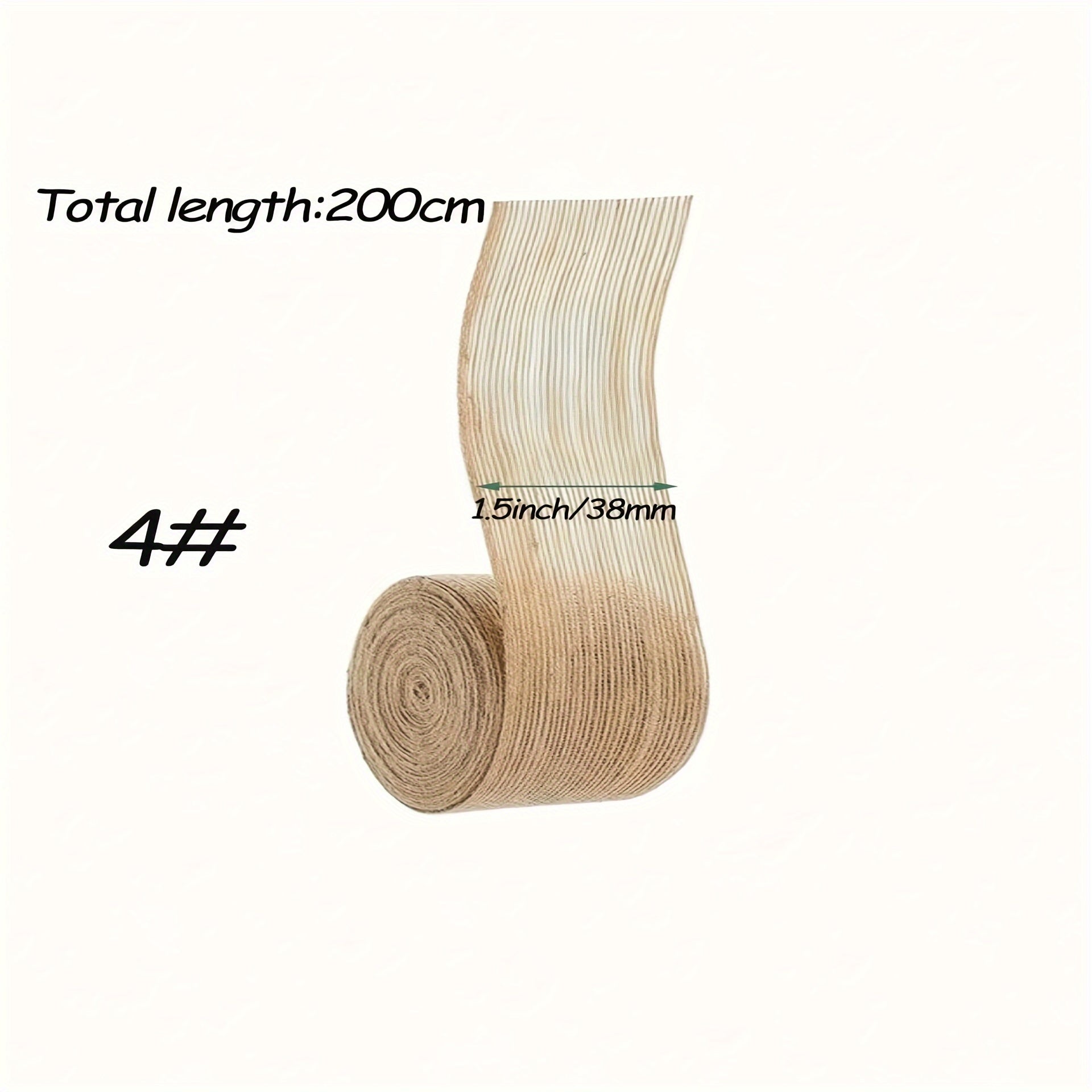 Set of 4 Vintage Linen Burlap Ribbon with Mesh for Holiday Parties and Gift Wrapping