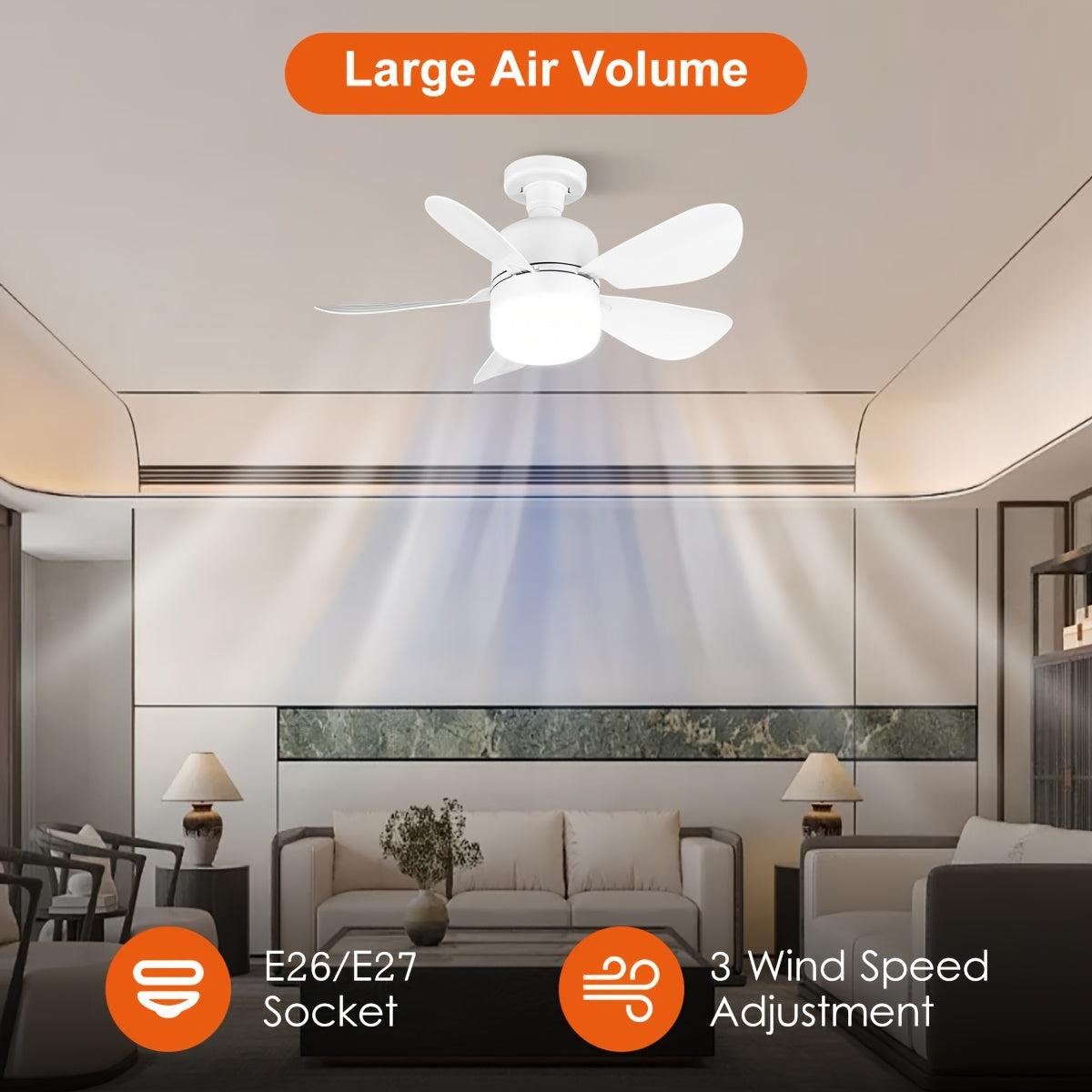 Smart Ceiling Fan with LED Light, Adjustable Brightness, 3-Speed, Remote Control, Easy Installation