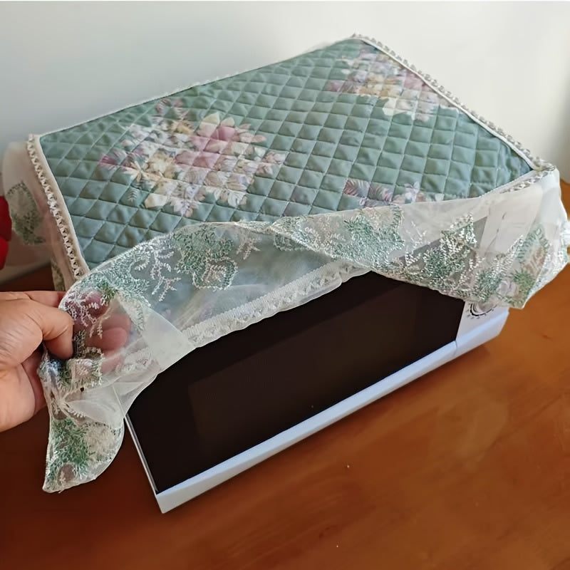 Европейская кружевная вышитая крышка для микроволновки с цветочным узором, зеленые листья, пылезащитная