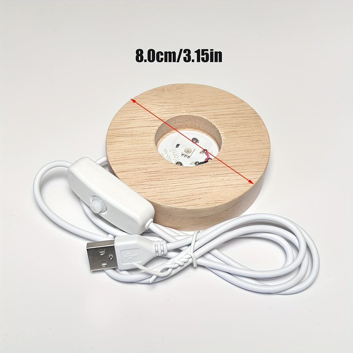 Ручная работа: светодиодная ночная лампа с деревянным основанием и кристальным шаром.