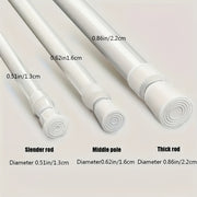 White Adjustable Curtain Rod for Doors and Windows with Spring Telescopic Feature