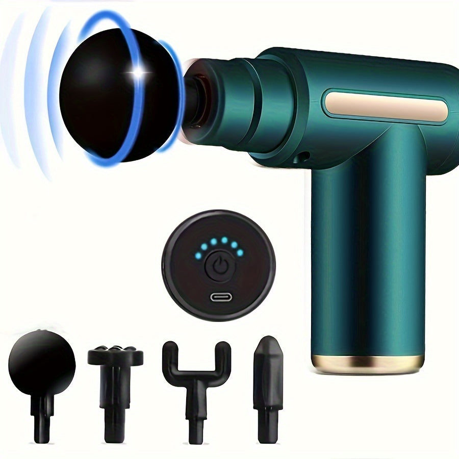 Sportchilar va fitnes ixlosmandlari uchun 4 ta massaj boshliqi bilan quvvatlanadigan qo'l bilan ishlatiladigan zarba massaj qiluvchi.