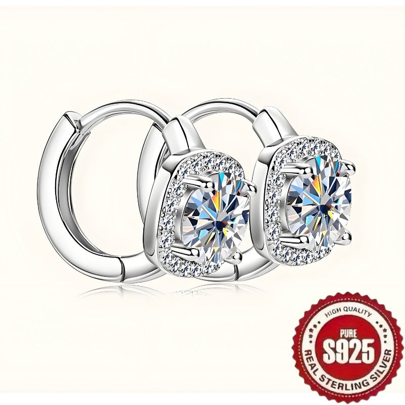 925 Silver Retro Square Earrings with Synthetic Zircon for Daily and Party Wear