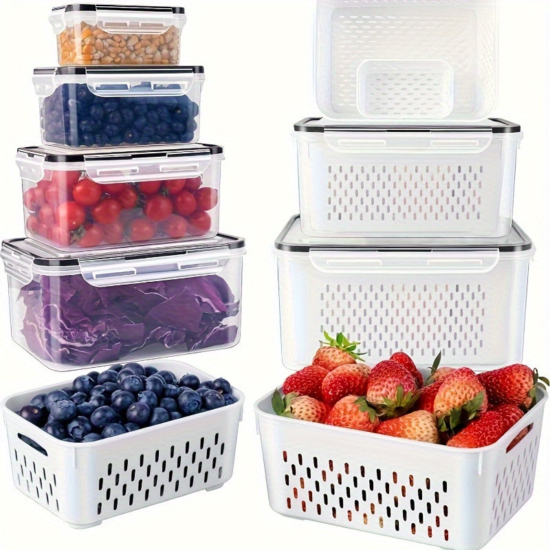 4-Piece Refrigerator Storage Bins Set Leak-Proof Airtight Food Safe