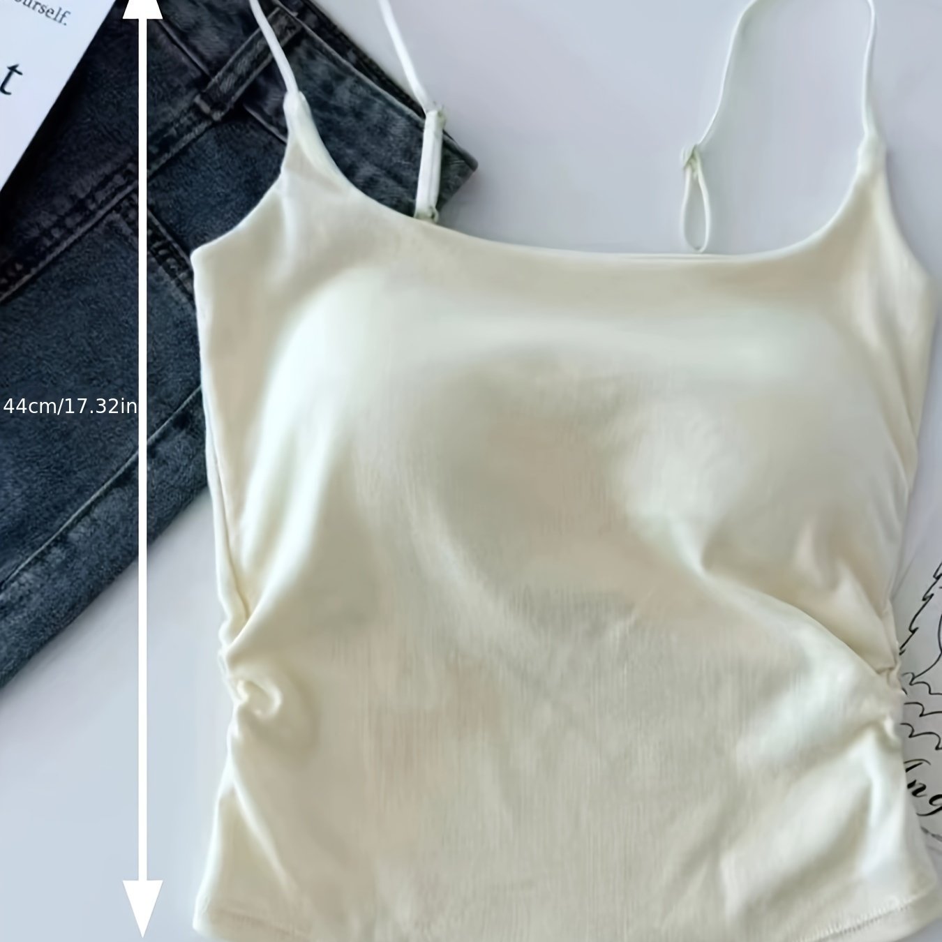 Girls' Viscose Pleated Strapless Camisole Bra with Fixed Breast Pads for 12-13 Years