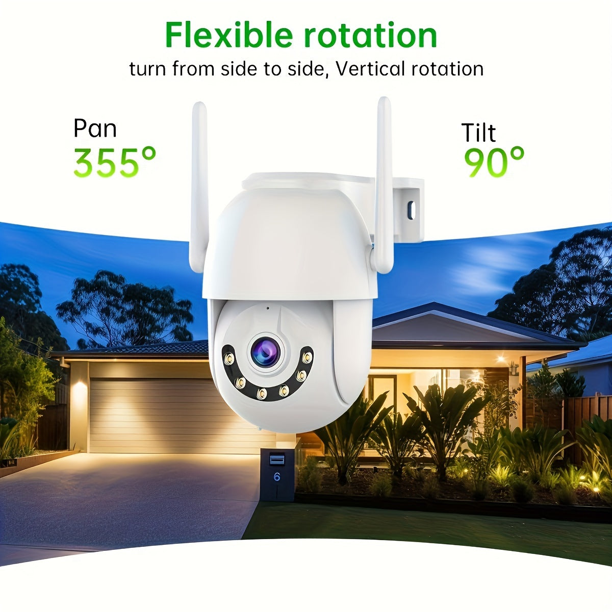 3MP HD PTZ Security Camera with Full-Color Night Vision Human Tracking Motion Detection