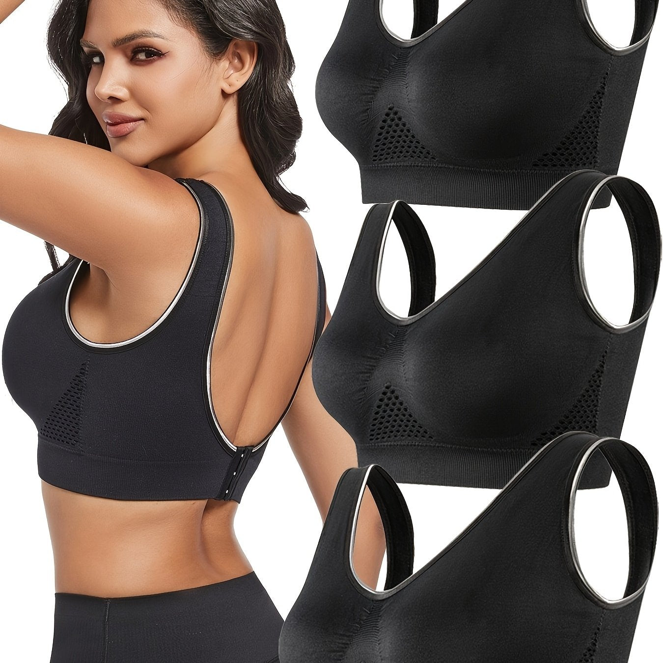 Women's Breathable Seamless Sports Bra Large Size Yoga Underwear Set