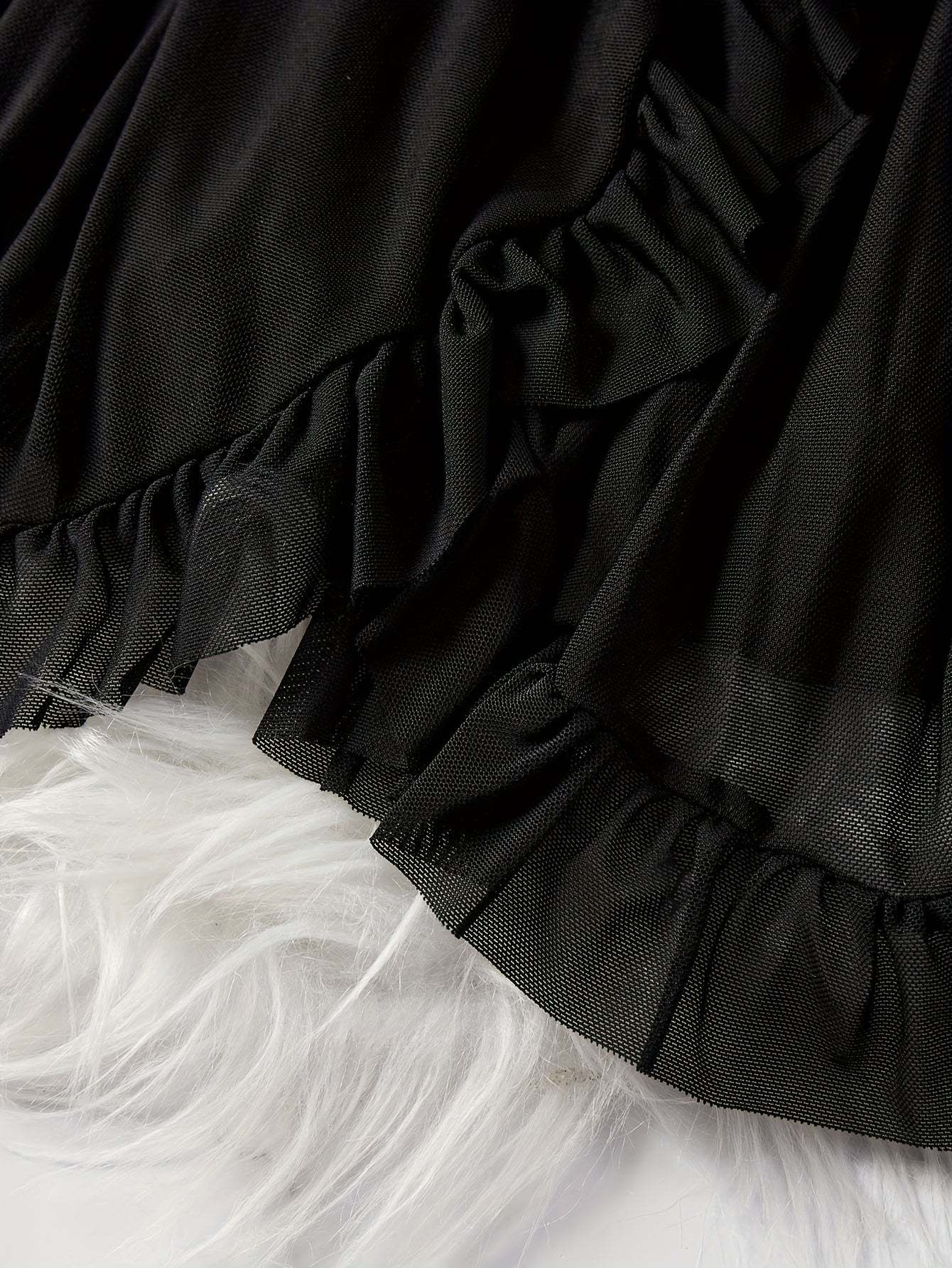 Plus Size Women's Floral Lace Ruffled Mesh Babydoll and Panty Lingerie Set