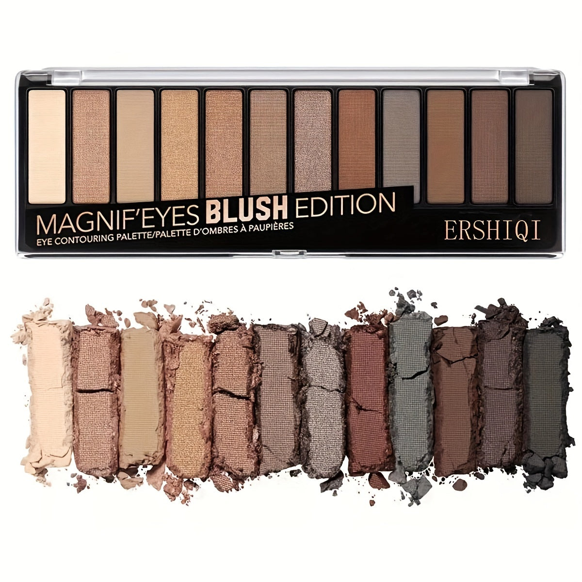 Paleta de sombras de ojos para mujer 12 tonos mezclables en tonos nude y ahumados