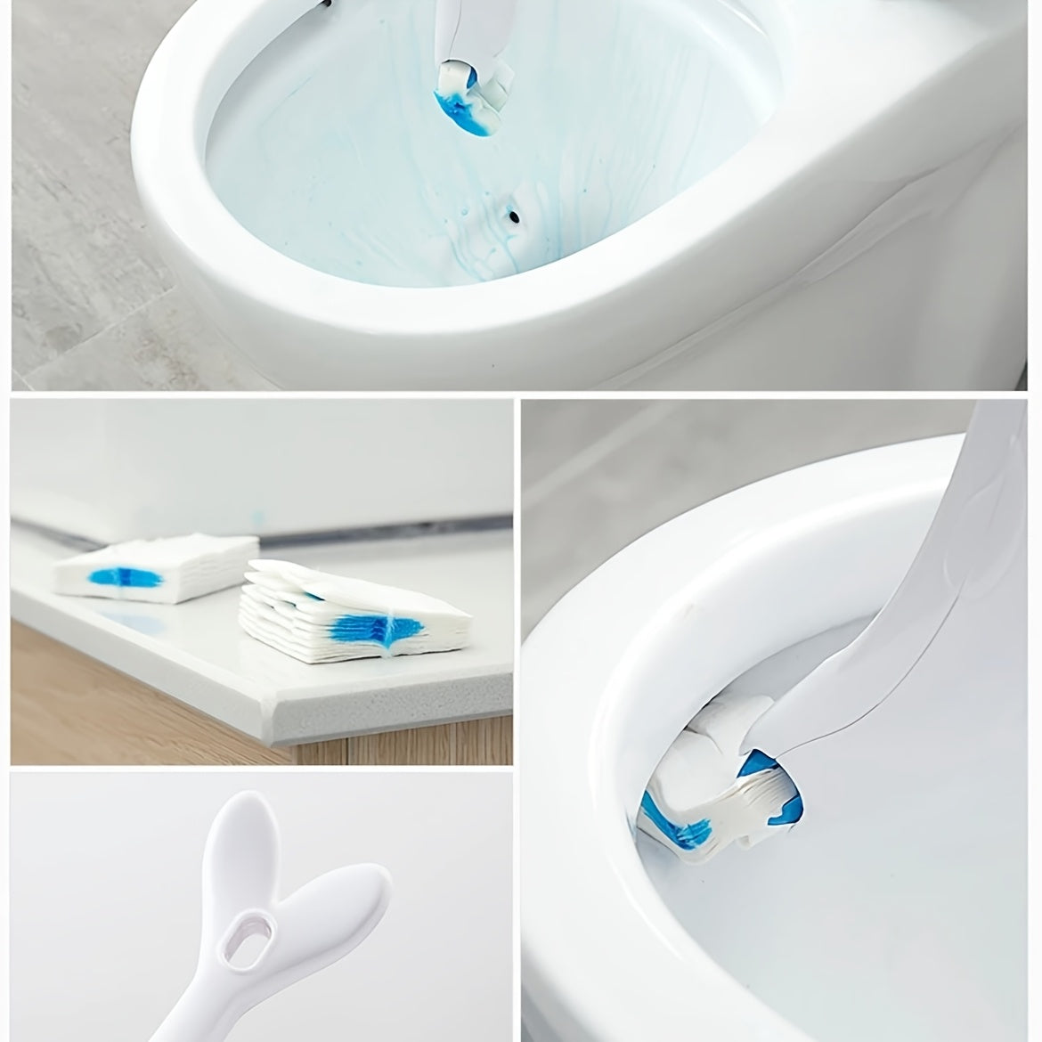 Disposable Toilet Cleaning Brush Set with 12 Replacement Heads Bathroom Cleaning Tool