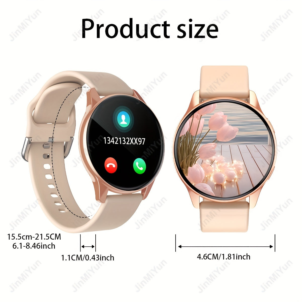 Reloj inteligente con pantalla táctil completa de 1.5 pulgadas, rastreador de fitness con recordatorios de llamadas y modos deportivos