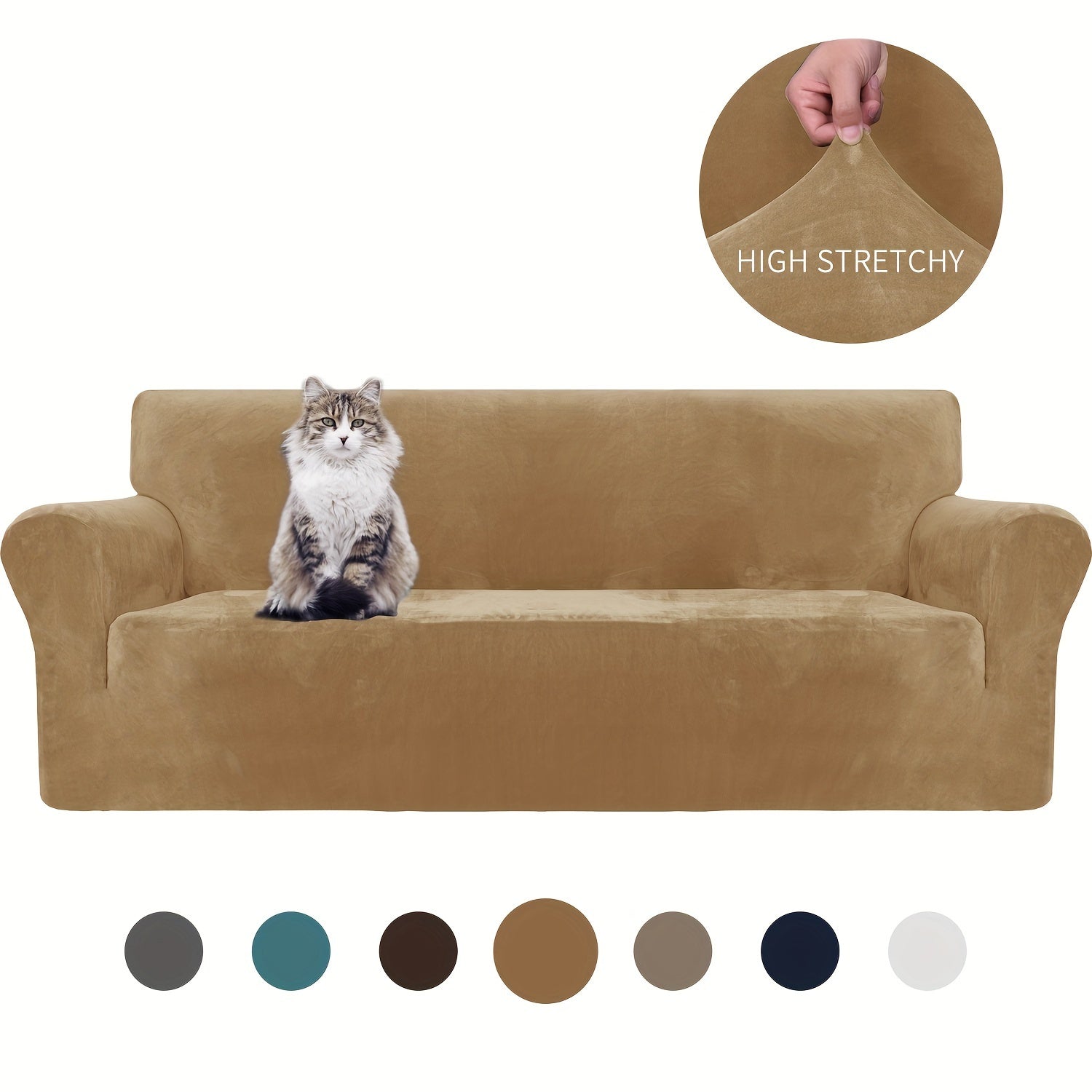 Velvet Sofa Cover Elastic Bottom All Seasons Pet Scratch Protection