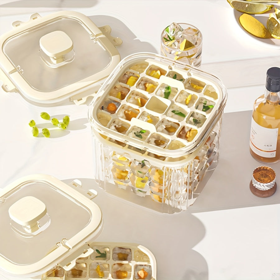 Ice Maker with Storage Box Food-Grade Plastic for Tea Cocktails and Summer Refreshments