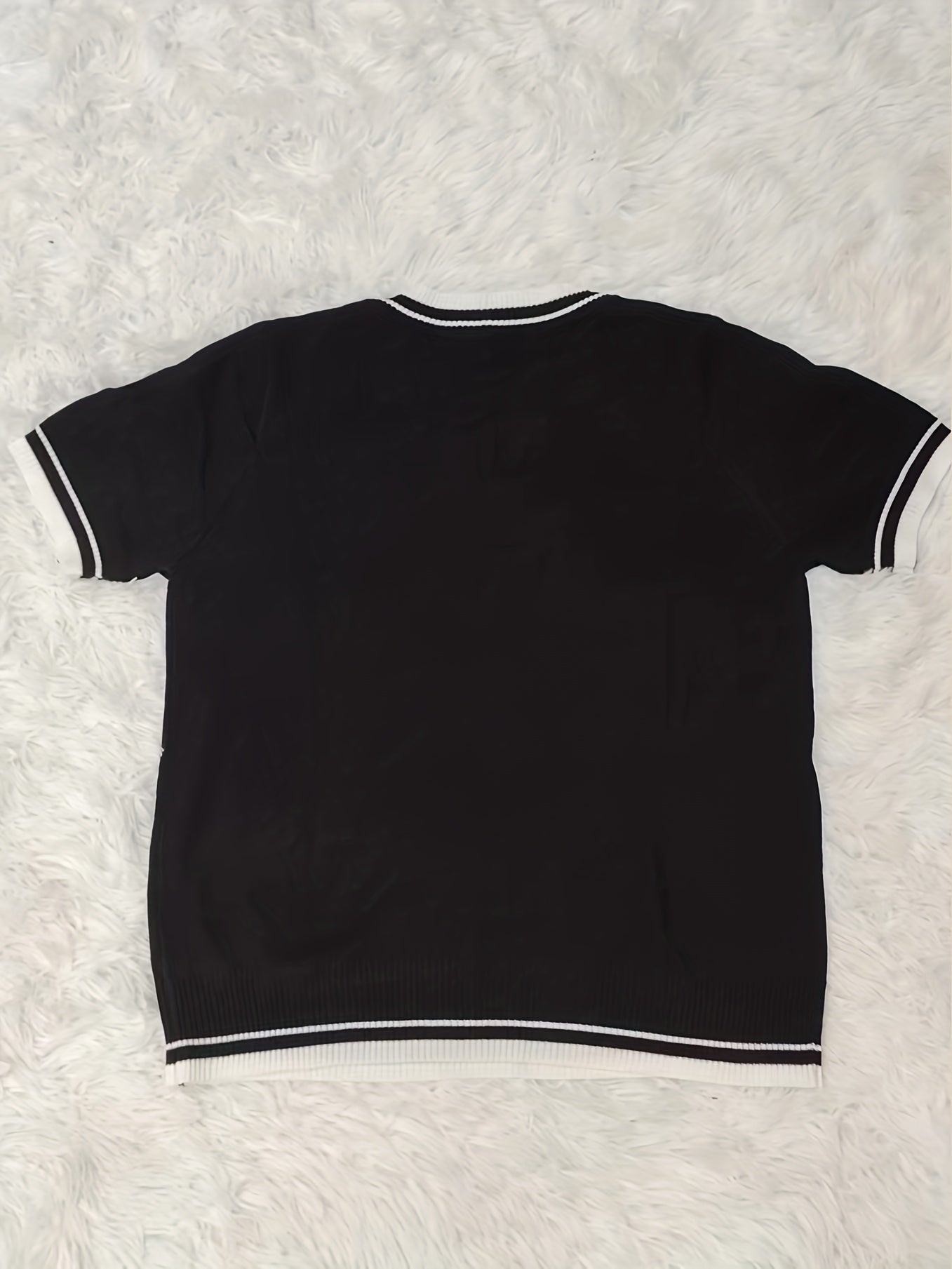 Top de punto de manga corta con cuello redondo y pedrería para mujer, ropa casual de primavera y verano