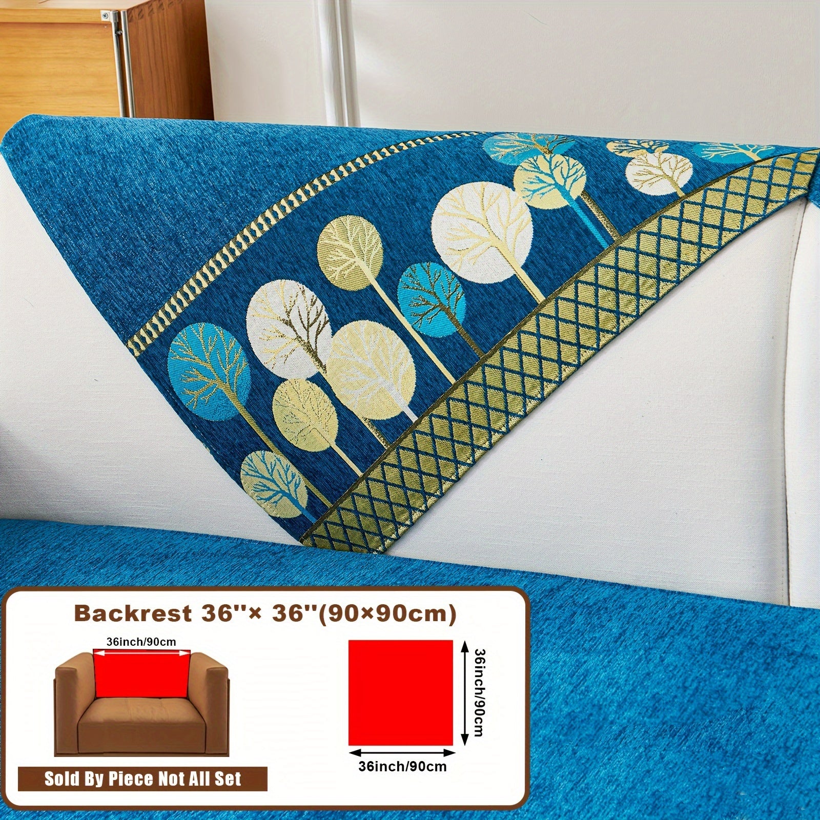 Boho Chic Jacquard Chenille Sofasi Qoplamasi Oygʻon Daraxt Mavzusi Boshqalar uchun Yoqimli Qattiq Yuvilishi Oʻz-oʻzidan yopishmaydigan Bardoshli Qalinlashtirilgan 4 oʻrindiqli kresloni mos keladi