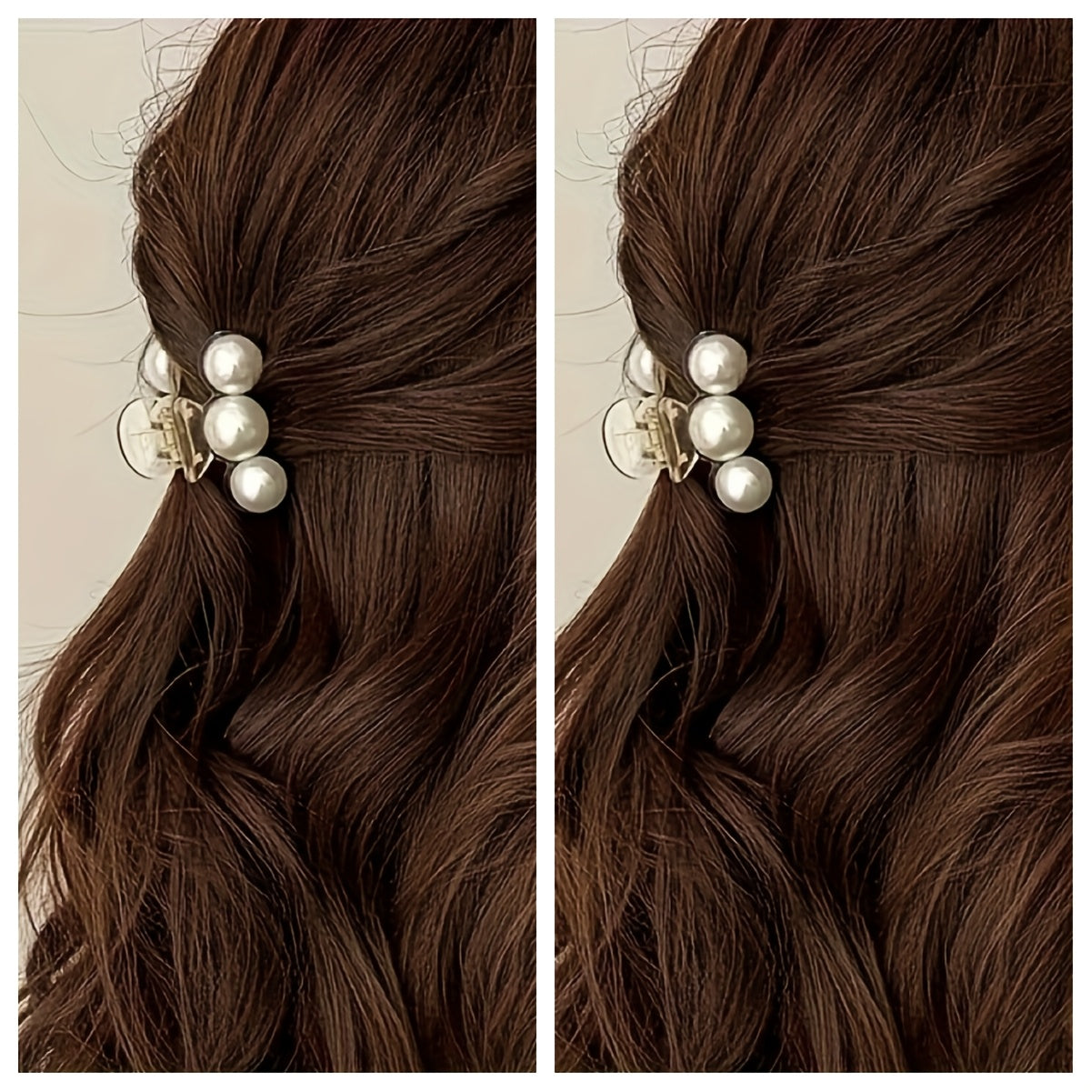 Women Faux Pearl Hair Clip Strong Hold Chic Rectangle Style Accessory