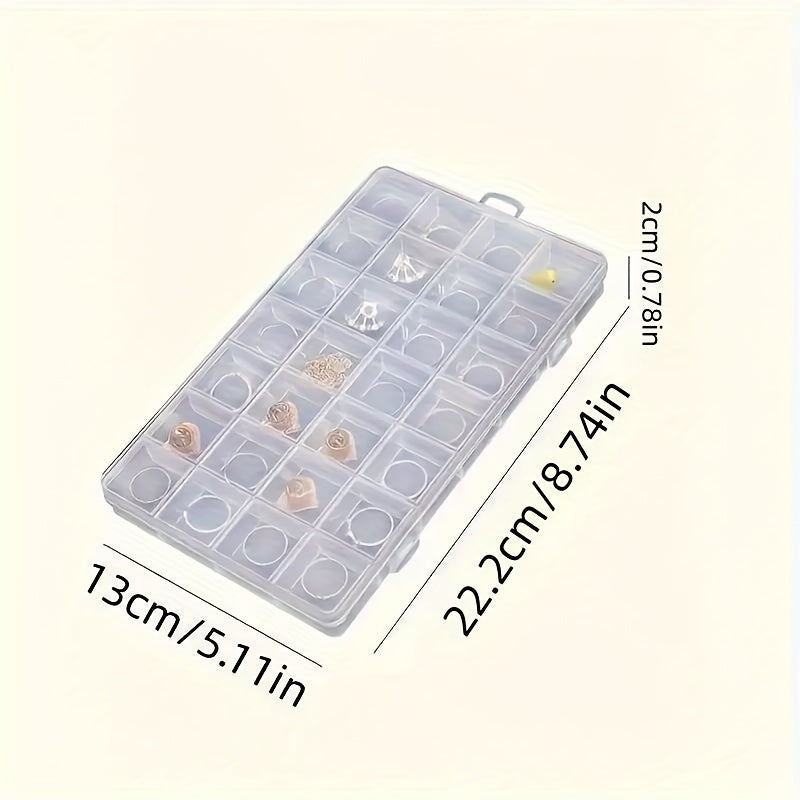 28 bo'lakli shisha zargarlik buyumlarini tashkil etuvchi quti, sirg'alar, uzuklar, tilla va hunarmandchilik uchun