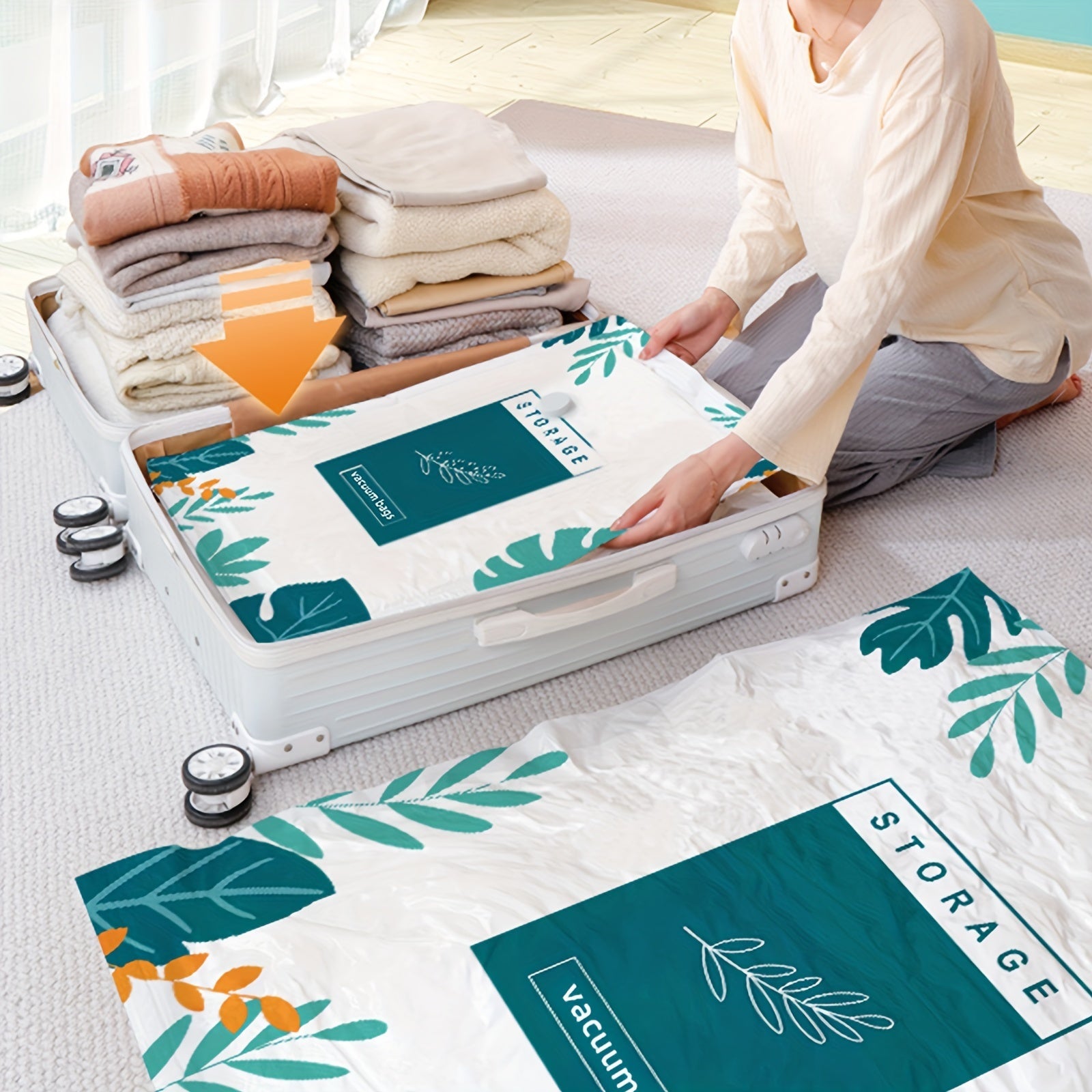 Vacuum Storage Bags Set of 2 4 or 6 with Hand Pump Space Saving for Clothes Quilts and Blankets