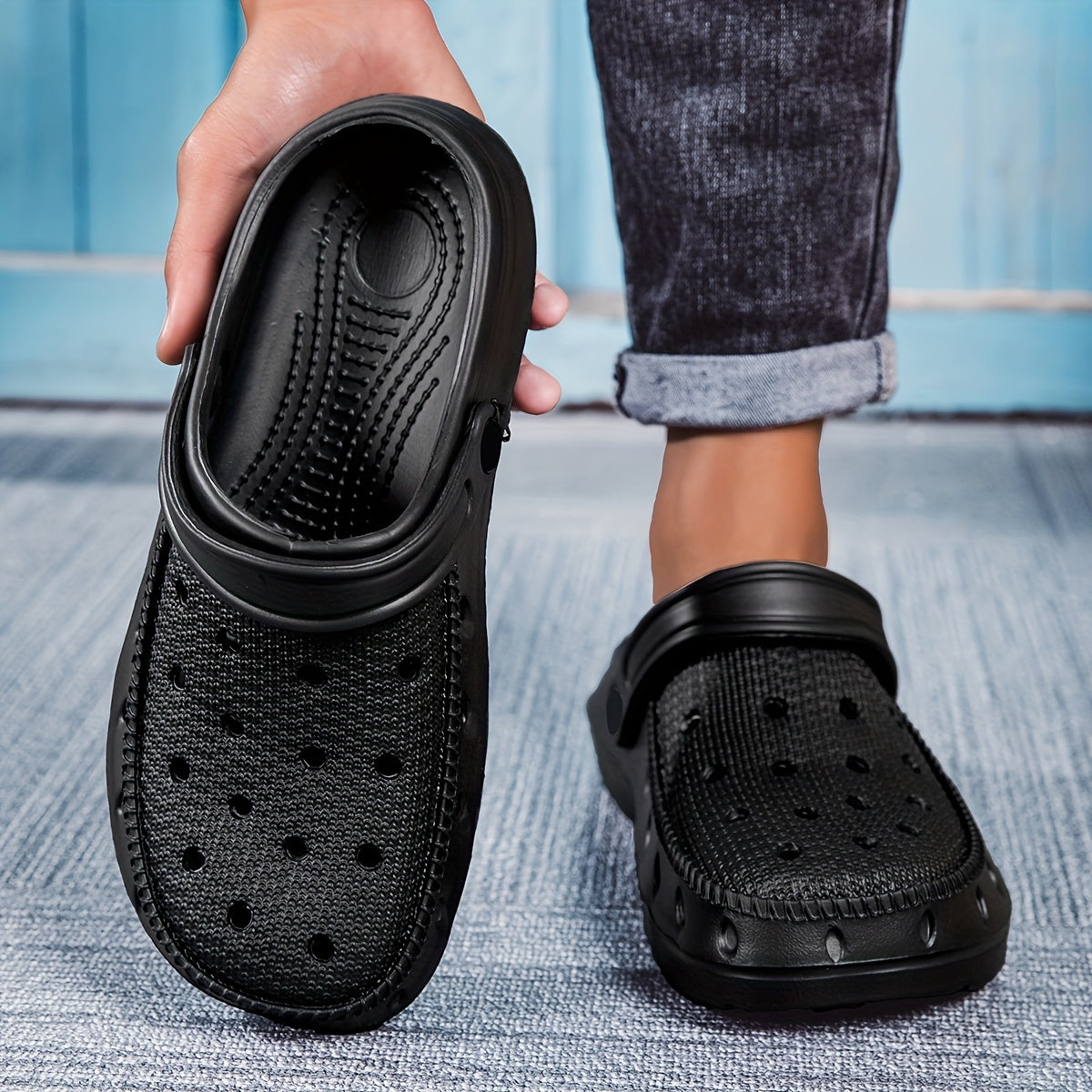 Women's Black Clog Shoes Breathable Flat Summer Casual Outdoor