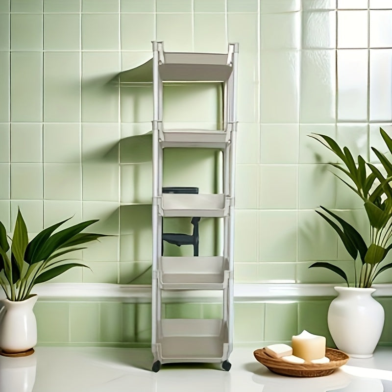 Carro de almacenamiento con 5 niveles y ruedas multifuncional con estantes ajustables para cocina, baño, dormitorio y oficina