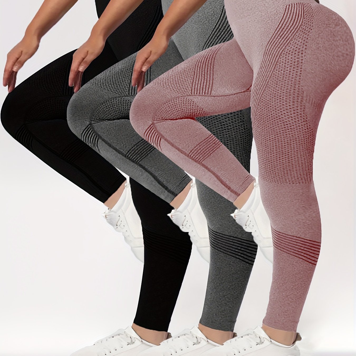 Plus Size Skinny Leggings Women High Waist Stretchy Casual Spring Summer Pack of 3