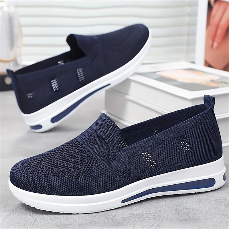 Ayollar uchun nafas oladigan slip-on sport poyabzali, yengil va kundalik yurish uchun mos
