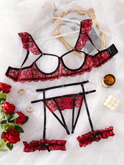 Women's Lace Satin Lingerie Set for Romantic Occasions