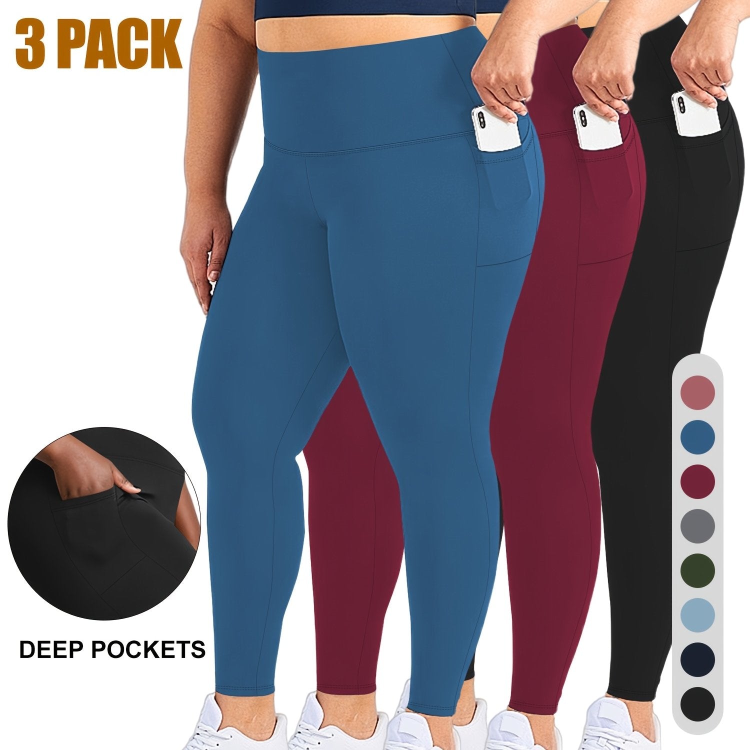 Plus Size Women’s Leggings High Waist Tummy Control Soft Yoga Pants for Workout