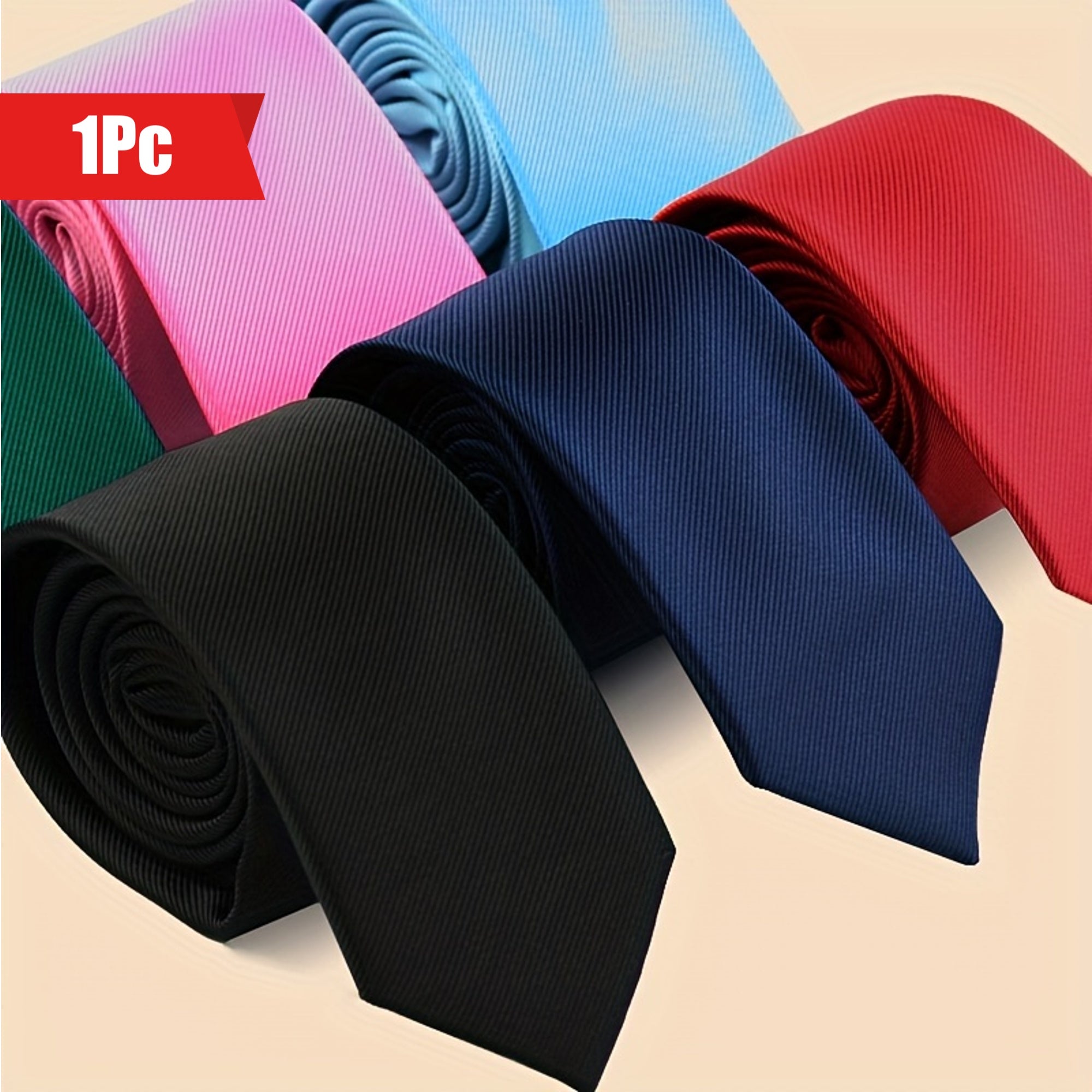 Men's Plain Color Tie for Business Attire and School Uniforms