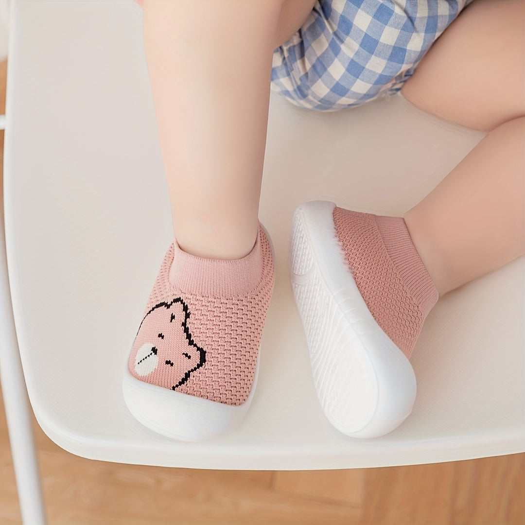 Mushuk tasviri bilan bolalar va kichkina bolalar uchun oson kiyinadigan sport poyabzali, yengil nafas oladigan tarmoq, rezina taglik