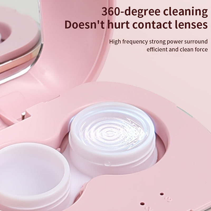 Limpiador de lentes de contacto con temporizador LED, limpieza automática, 4 velocidades, portátil, carga USB