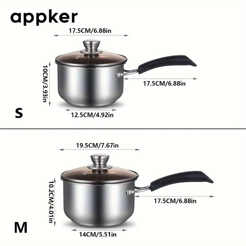 Stainless Steel Soup Pot with Glass Lid and Handle for Induction Cooking