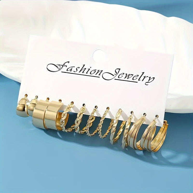 Women's Heart and Faux Pearl Hoop Earrings 24 Pairs Cute Luxurious Style