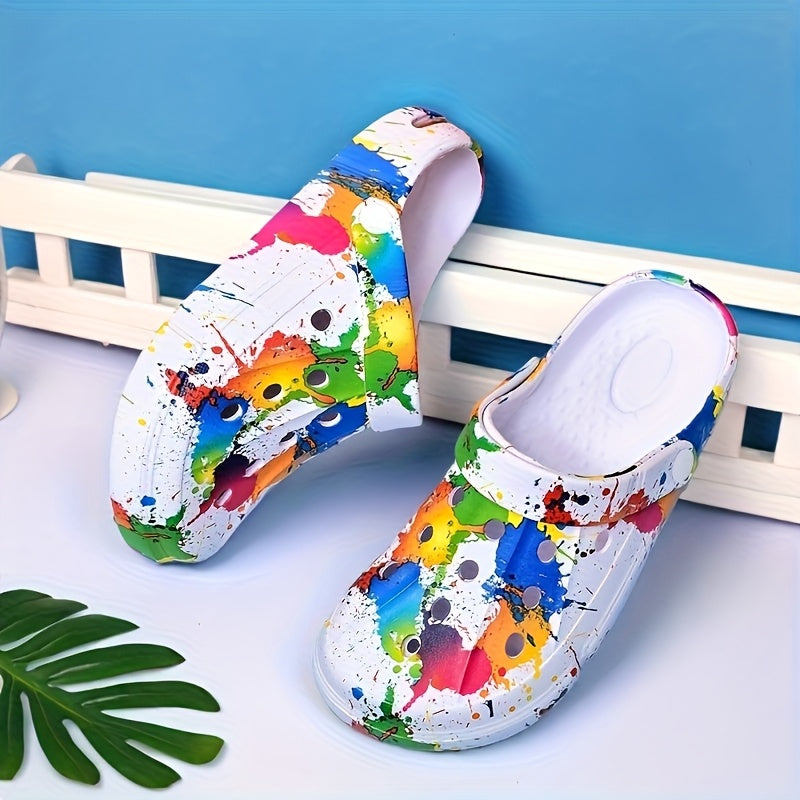 Women's Graffiti Print Clogs Lightweight Non-Slip Summer Garden Shoes